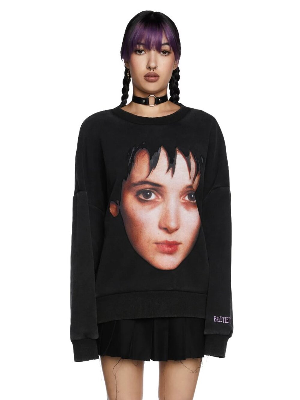 Dolls Kill x Beetlejuice Lydia Deetz Graphic Oversized Goth Grunge Sweatshirt